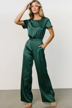 Baltic Born JUMPSUITS + ROMPERS|Jaxton Satin Jumpsuit | Hunter Green