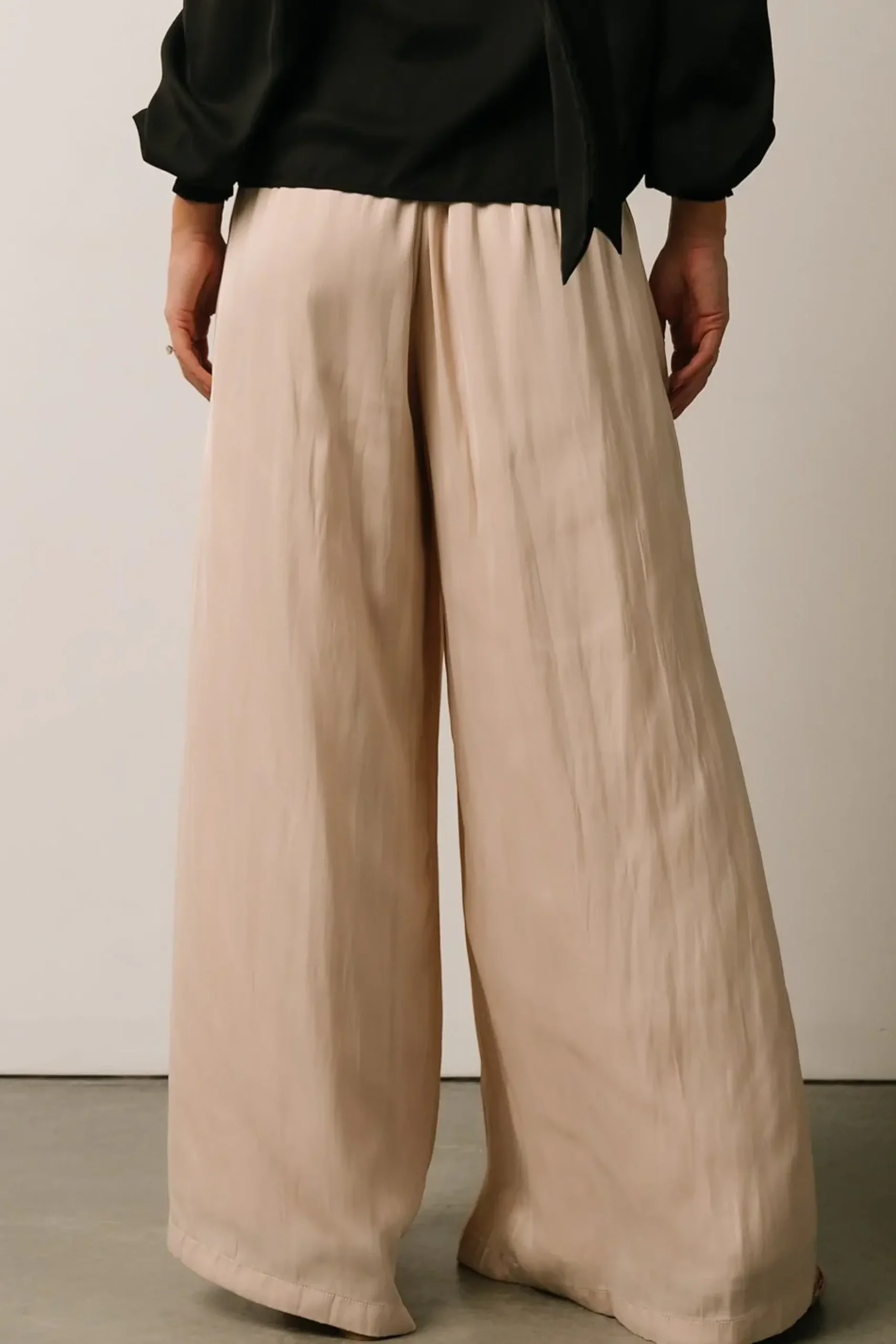 Baltic Born pants|WINTER ESSENTIALS|Jayla Palazzo Satin Pant | Champagne