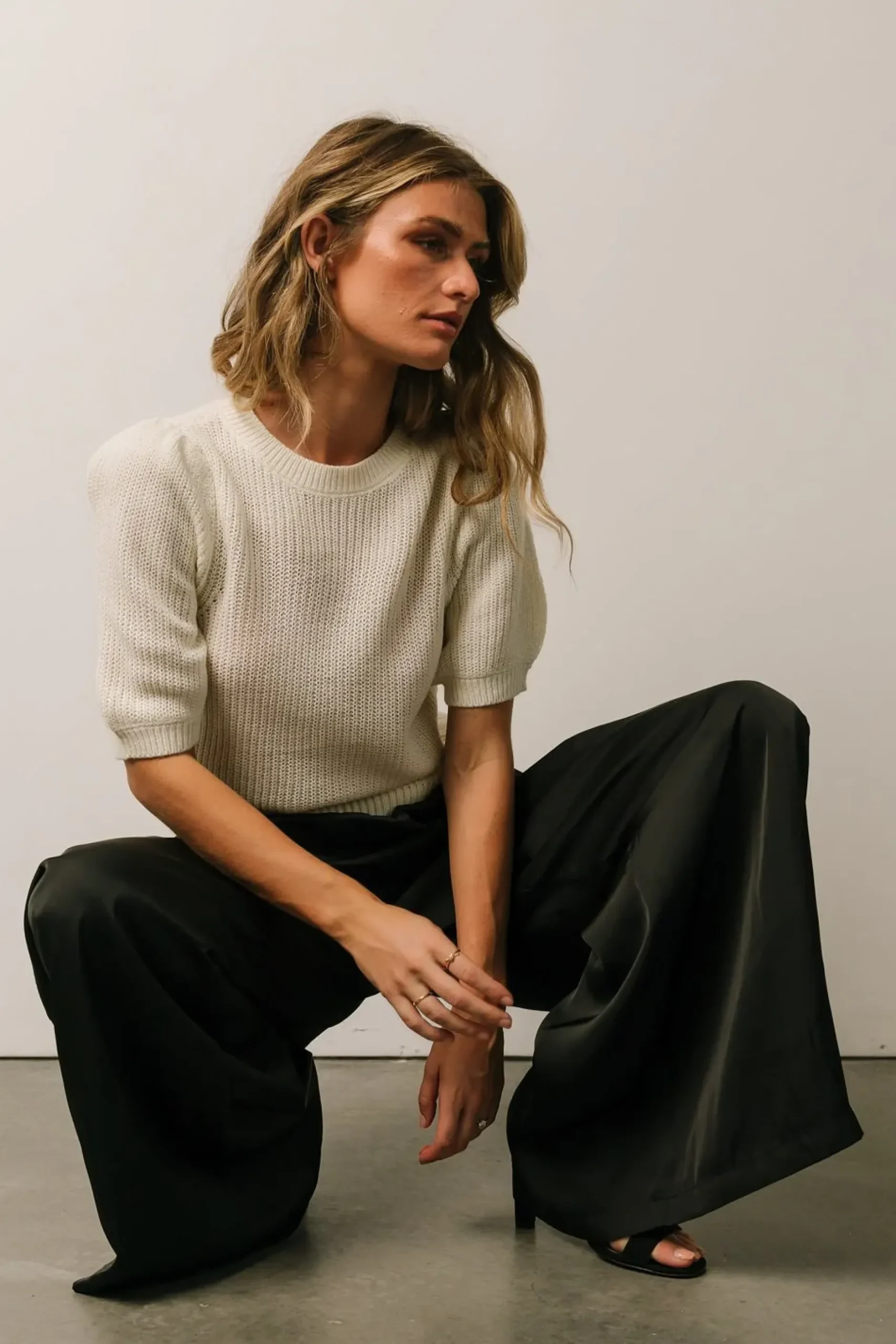 Baltic Born pants|WINTER ESSENTIALS|Jayla Palazzo Satin Pant | Champagne