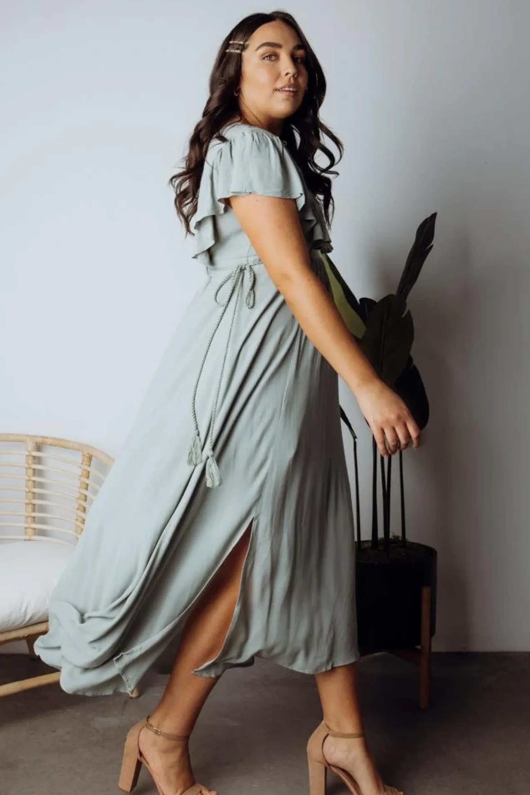 Baltic Born SALE|Jennifer Deep V Maxi Dress | Sage