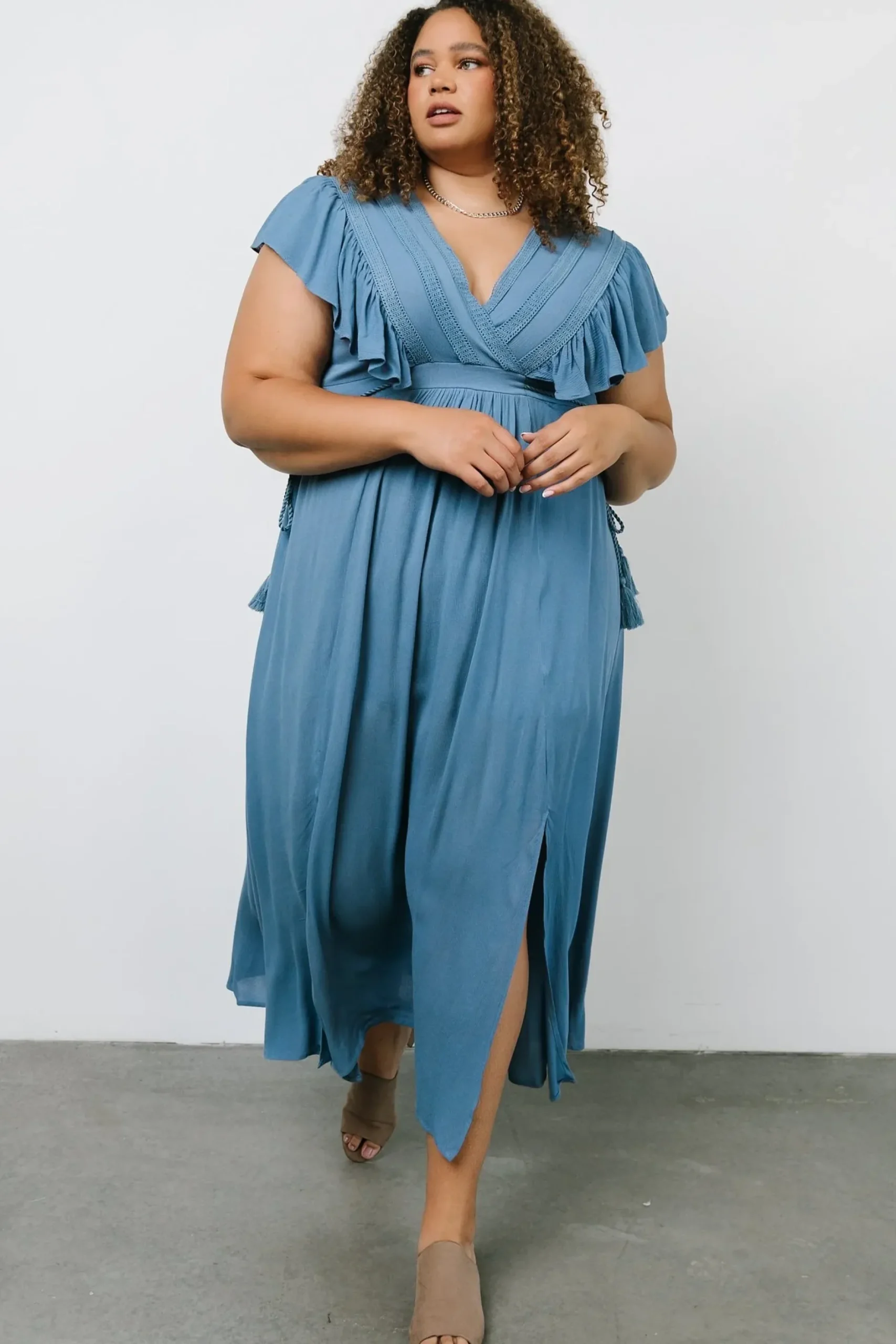Baltic Born SALE|Jennifer Deep V Maxi Dress | Blue