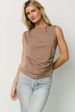 Baltic Born blouses + shirts|Jia Ruched Tank Top | Light Mocha