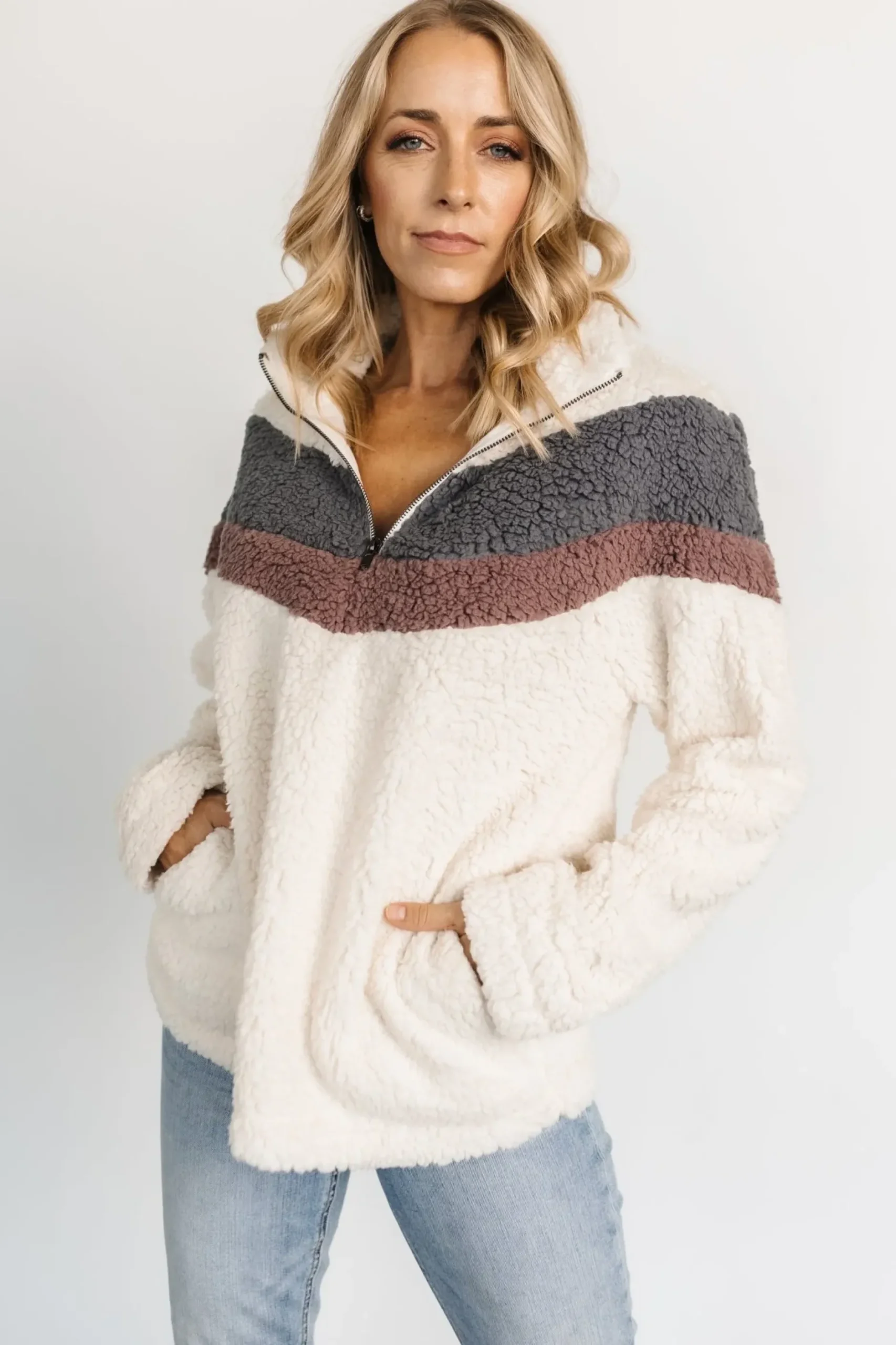 Baltic Born outerwear|Jodie Sherpa Jacket | Cream Multi