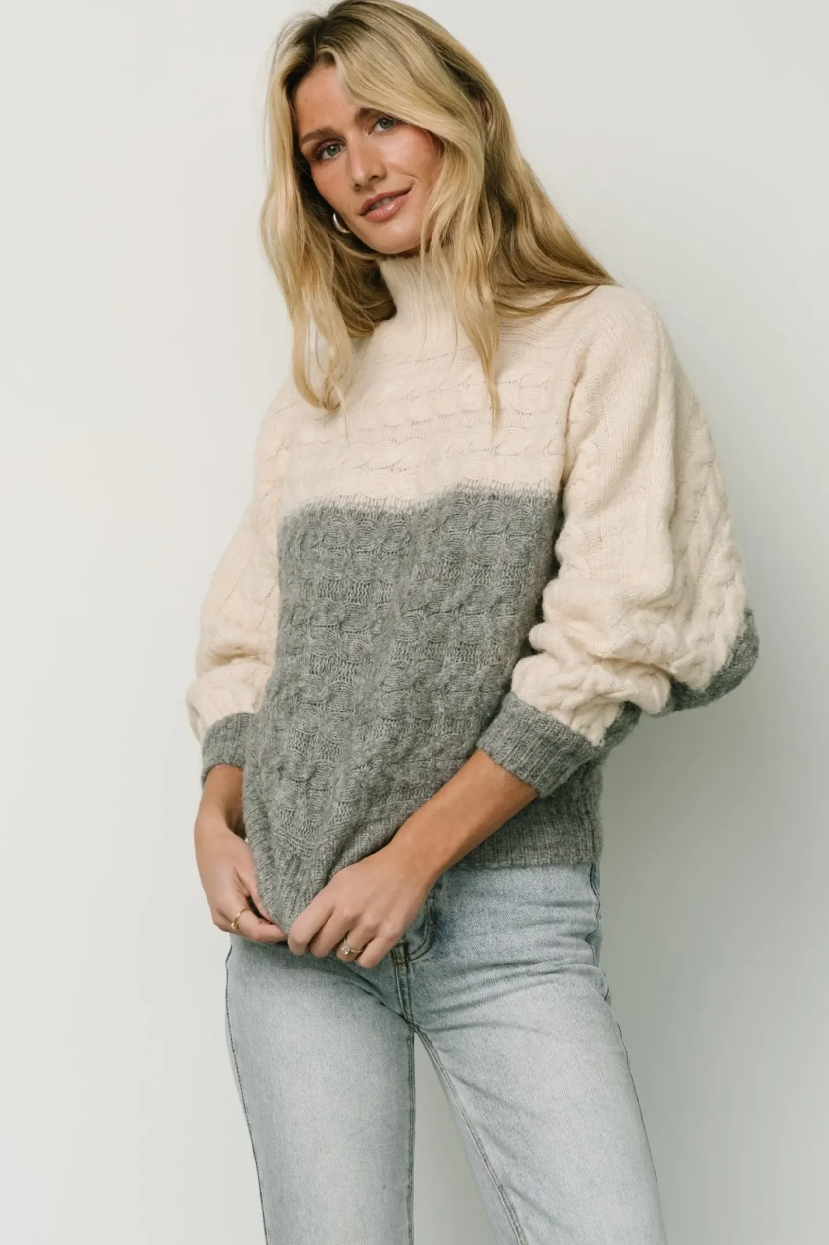 Baltic Born sweaters|Jody Knit Sweater | Ivory + Gray
