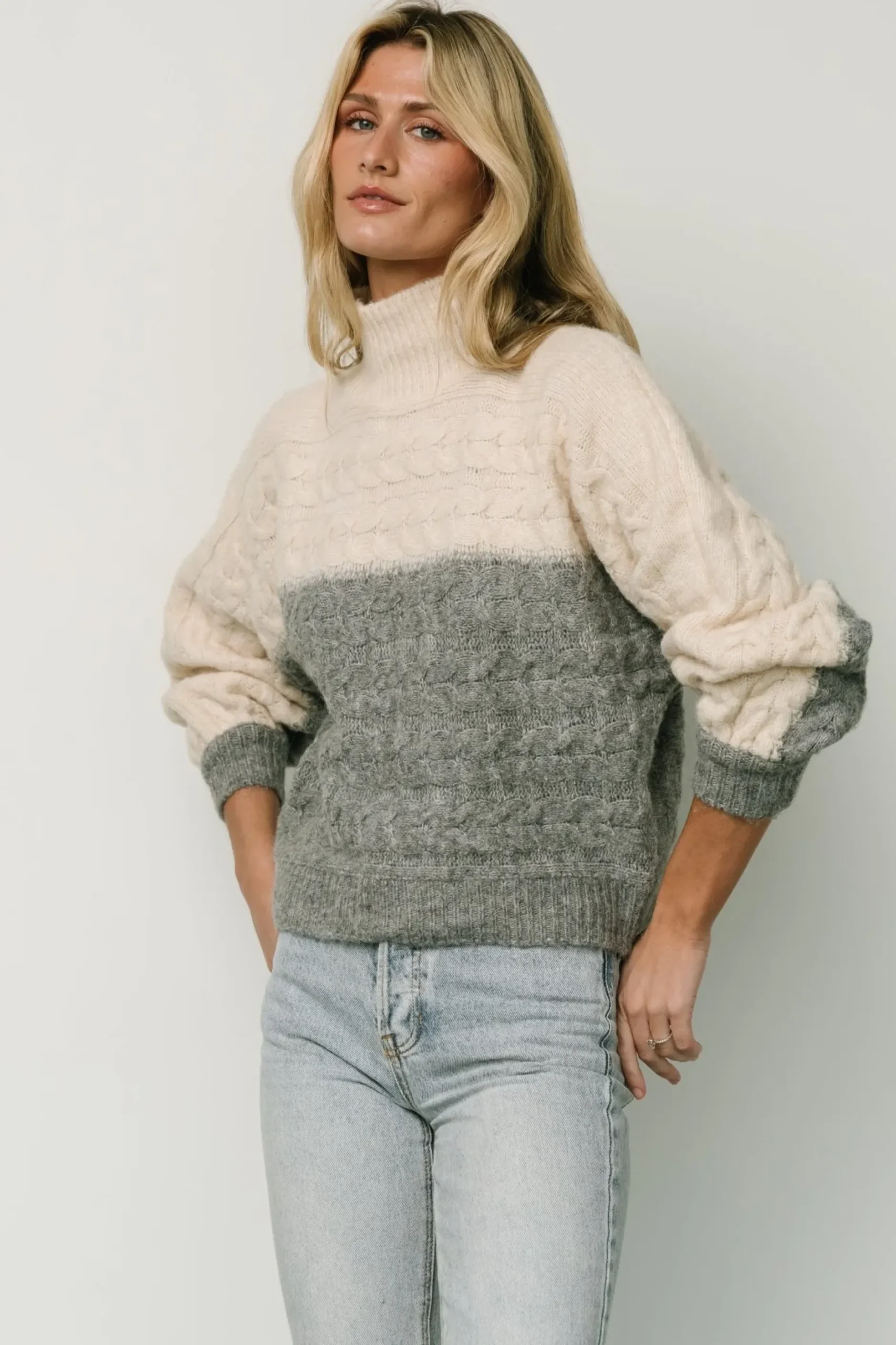 Baltic Born sweaters|Jody Knit Sweater | Ivory + Gray