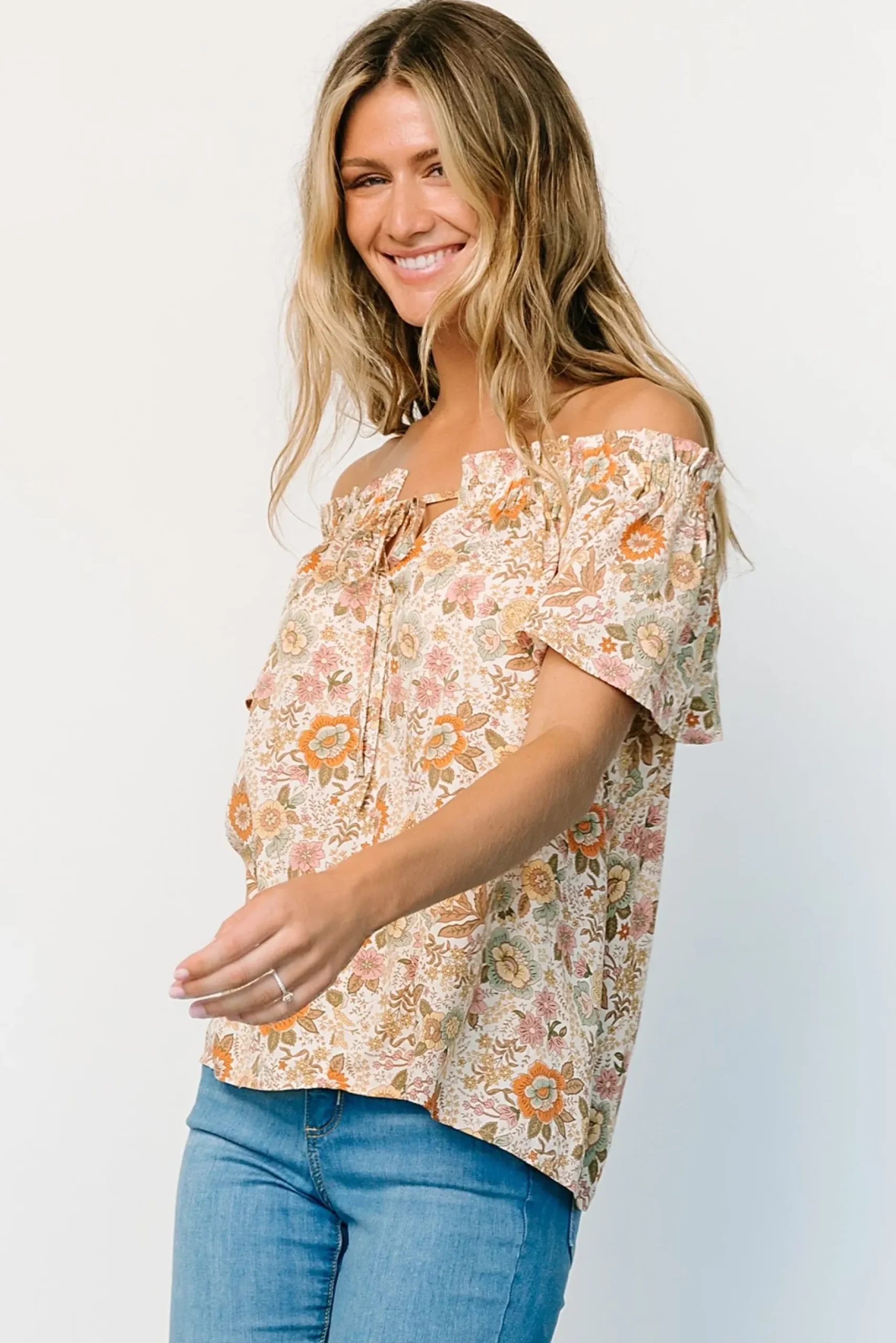Baltic Born blouses + shirts|Jude Boho Top | Cream Multi