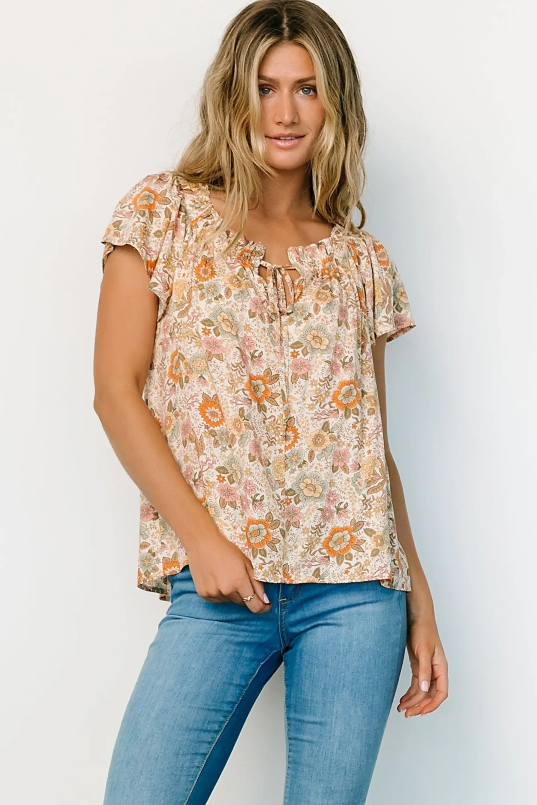Baltic Born blouses + shirts|Jude Boho Top | Cream Multi