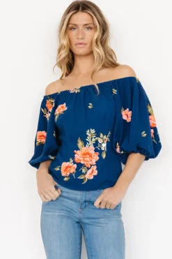 Baltic Born blouses + shirts|Julia Off Shoulder Top | Blue Multi