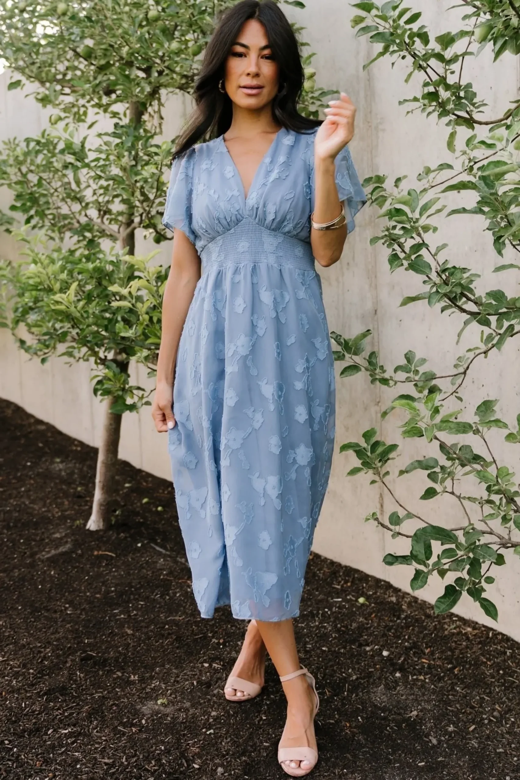 Baltic Born midi dresses|WEDDING SUITE|June Smocked Midi Dress | Blue