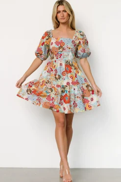 Baltic Born short dresses|Kallie Puff Sleeve Short Dress | Multi Print