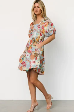 Baltic Born short dresses|Kallie Puff Sleeve Short Dress | Multi Print