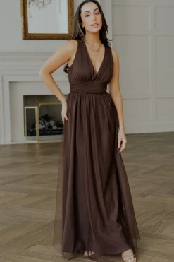 Baltic Born WEDDING SUITE|wedding guest|Kamila Tulle Maxi Dress | Espresso