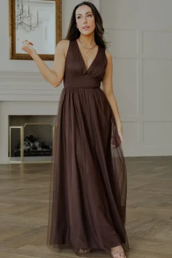 Baltic Born WEDDING SUITE|wedding guest|Kamila Tulle Maxi Dress | Espresso