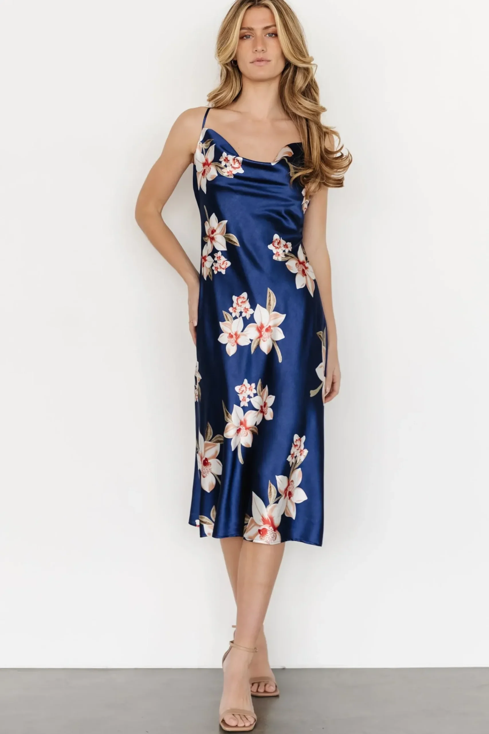 Baltic Born SALE|Katarina Slip Midi Dress | Vintage Blue Floral