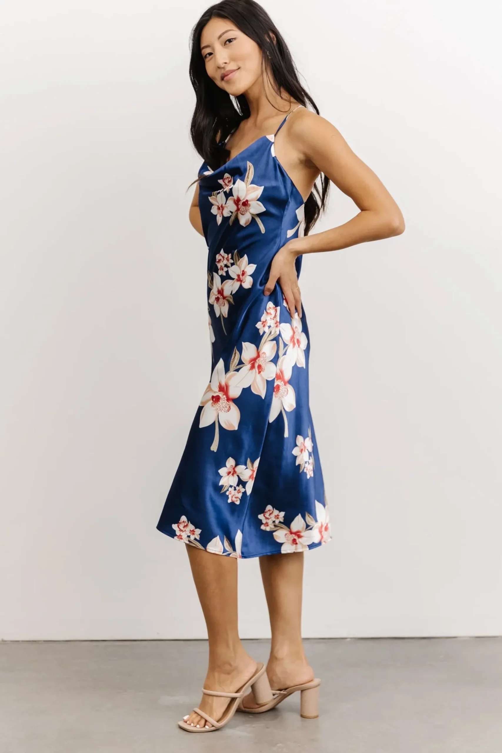 Baltic Born SALE|Katarina Slip Midi Dress | Vintage Blue Floral