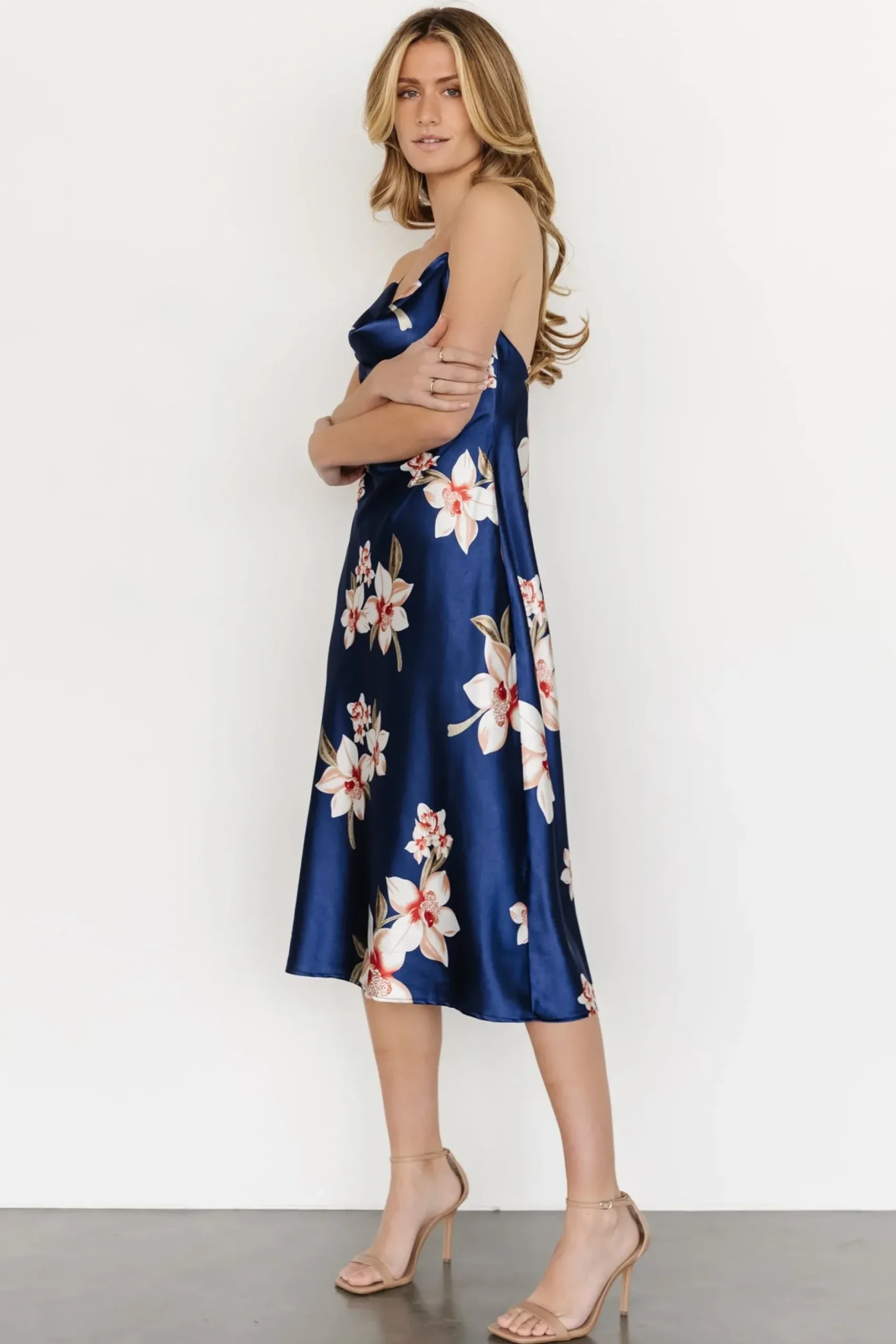 Baltic Born SALE|Katarina Slip Midi Dress | Vintage Blue Floral