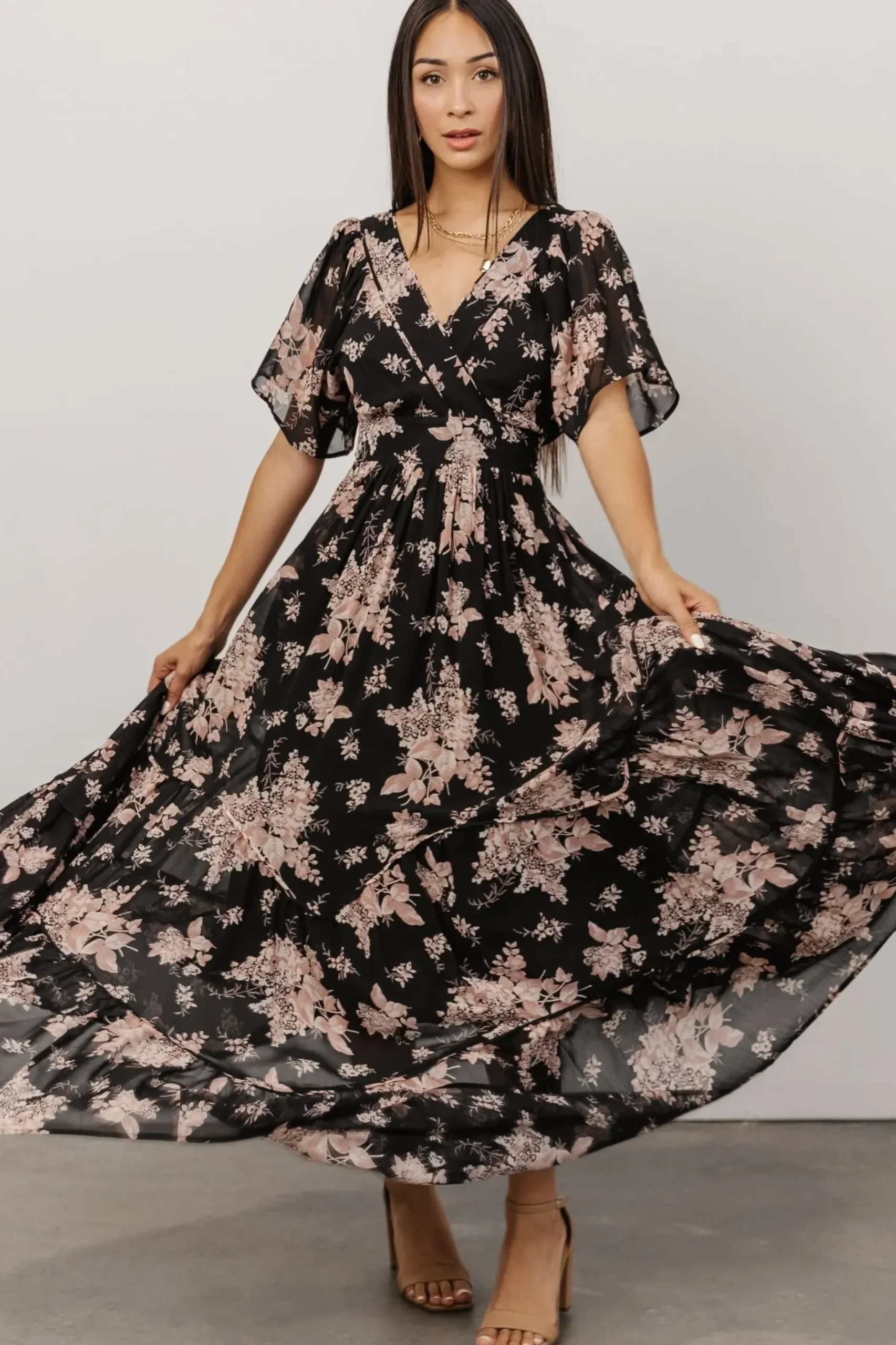 Baltic Born maxi dresses|bump friendly|Katherine Maxi Dress | Black + Blush Floral