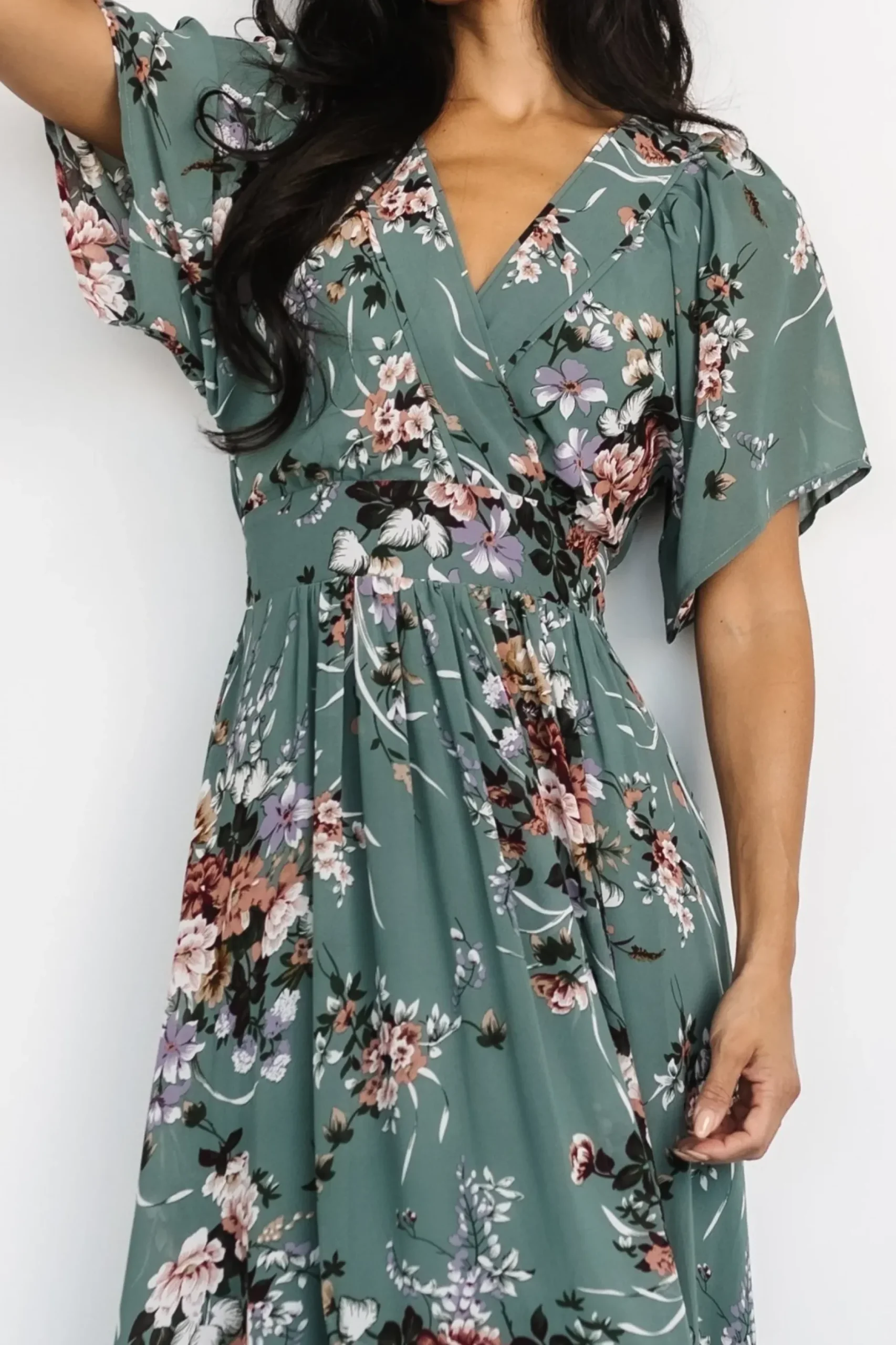 Baltic Born maxi dresses|bump friendly|Katherine Maxi Dress | Dusty Green Floral