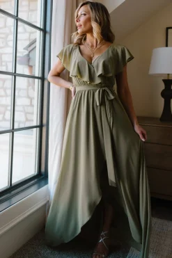 Baltic Born SALE|Katya Ruffle Maxi Dress | Dusty Olive