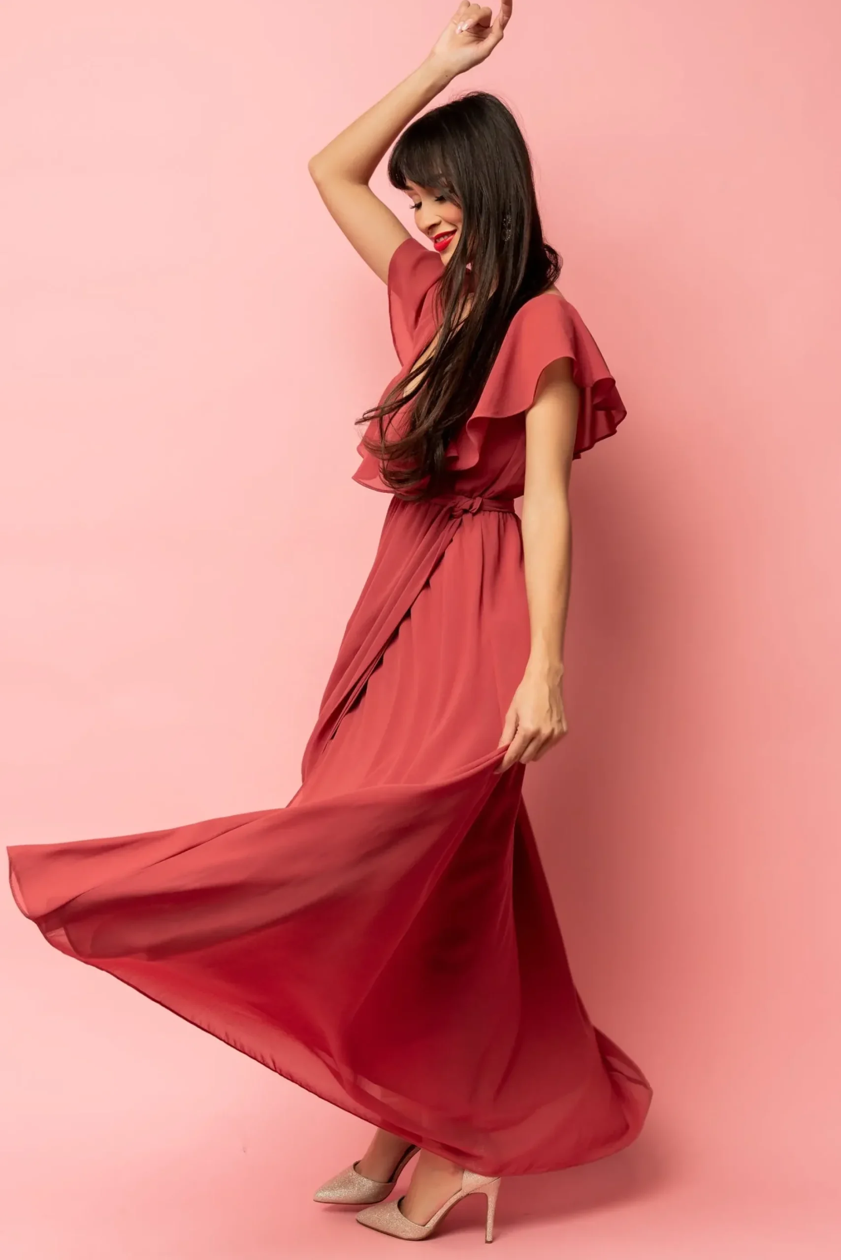 Baltic Born SALE|Katya Ruffle Maxi Dress | Rosewood