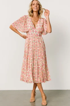 Baltic Born SALE|Kaya Midi Dress | Ivory + Pink Floral