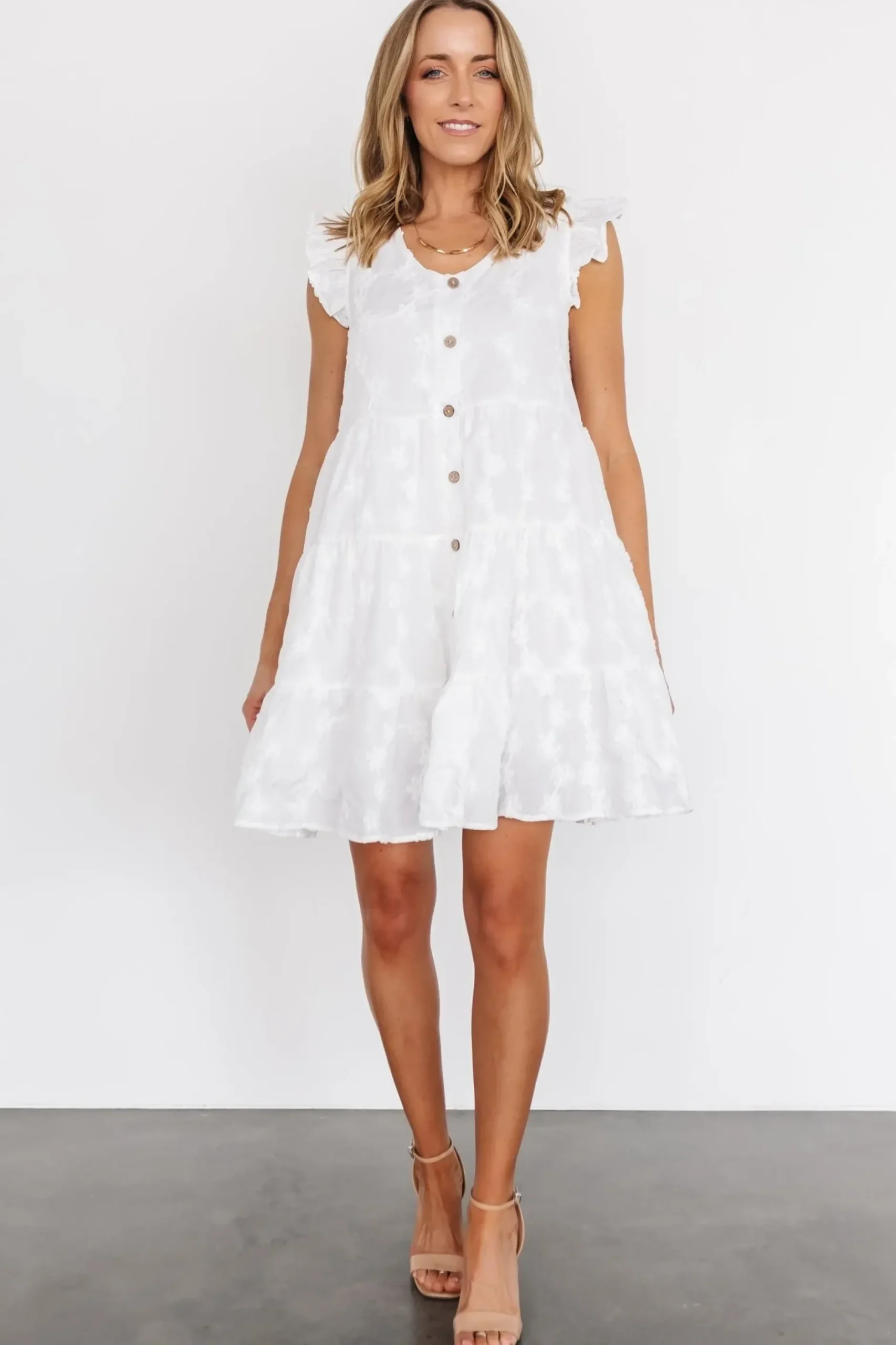 Baltic Born cover up|Kayla Button Up Short Dress | Off White