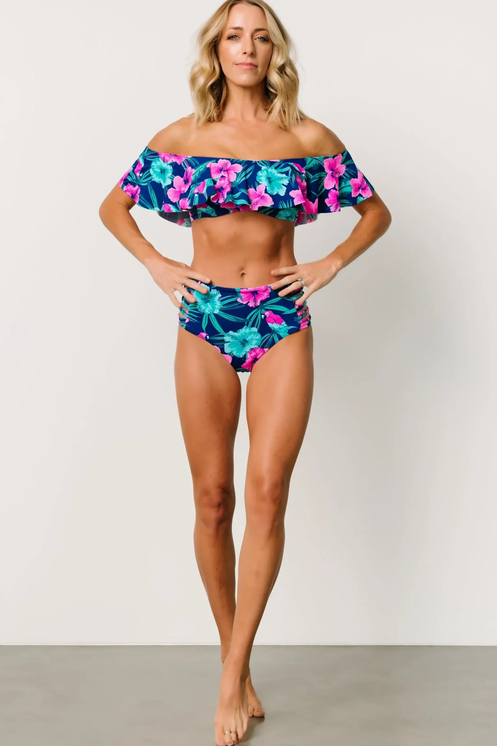 Baltic Born bikini|Keke High Waisted Bikini Bottom | Navy Tropical Floral