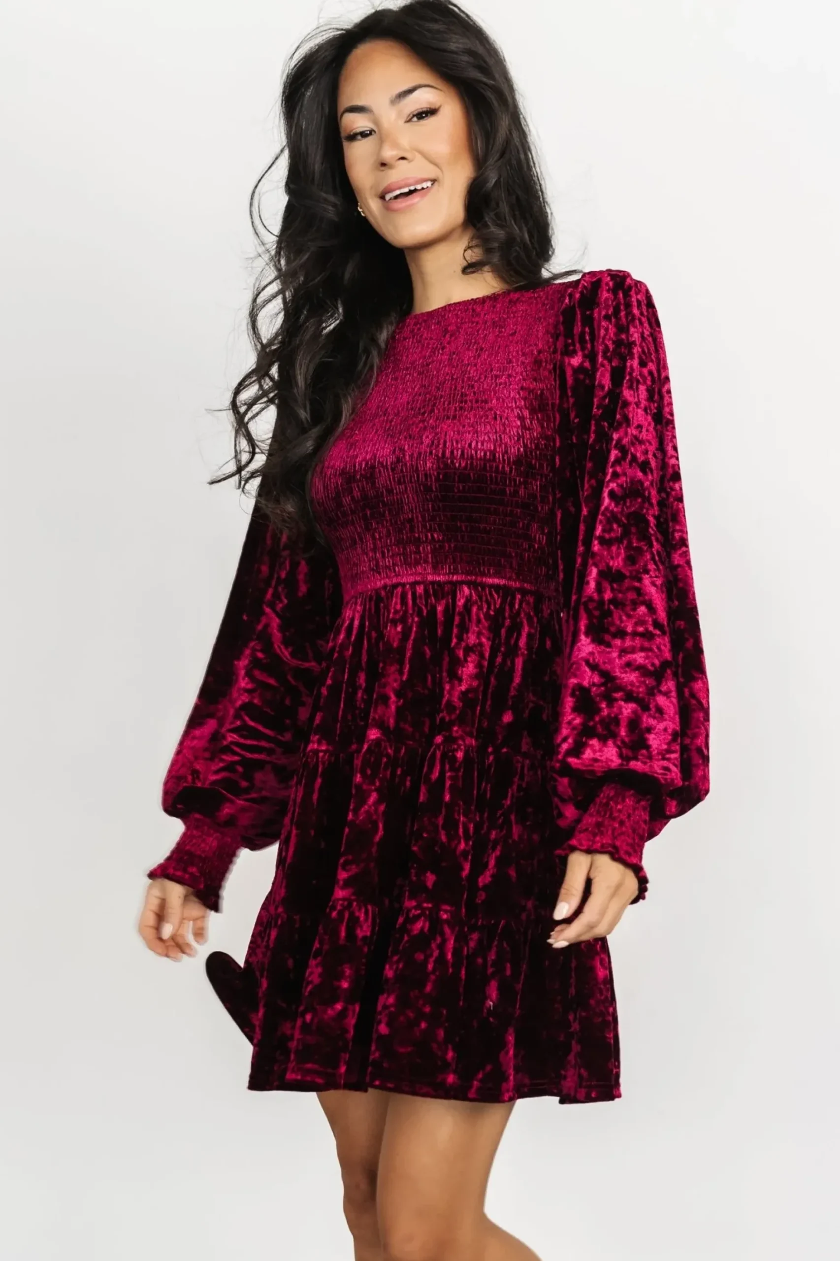 Baltic Born short dresses|WEDDING SUITE|Kele Crushed Velvet Mini Dress | Deep Berry