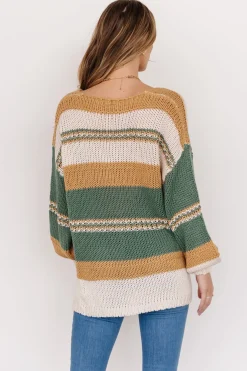 Baltic Born SALE|Keller Stripe Sweater | Green + Camel