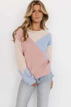 Baltic Born sweaters|Kendrick Color Block Sweater | Blush Multi