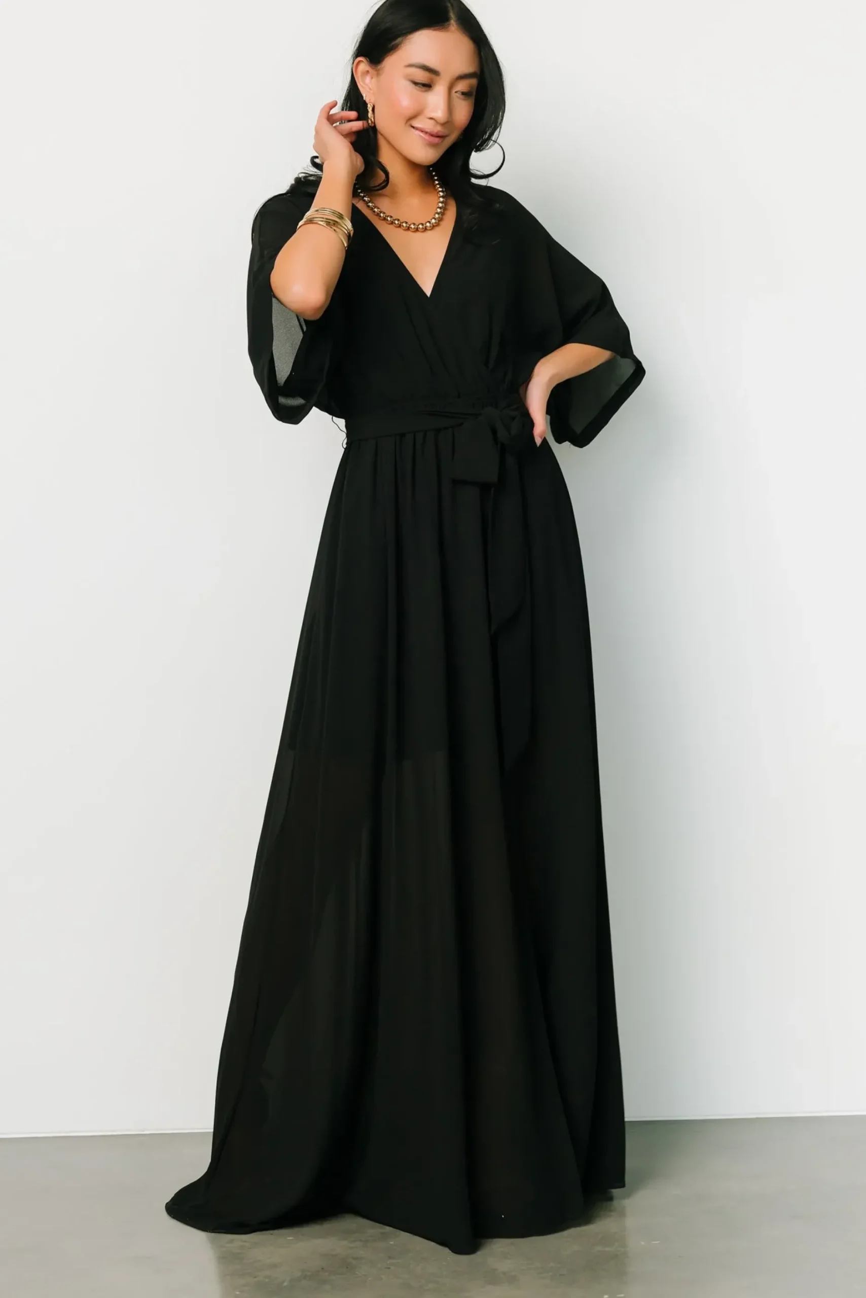 Baltic Born WEDDING SUITE|wedding guest|Kia Kimono Maxi Dress | Black