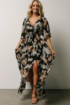 Baltic Born WEDDING SUITE|wedding guest|Kia Kimono Maxi Dress | Black Floral