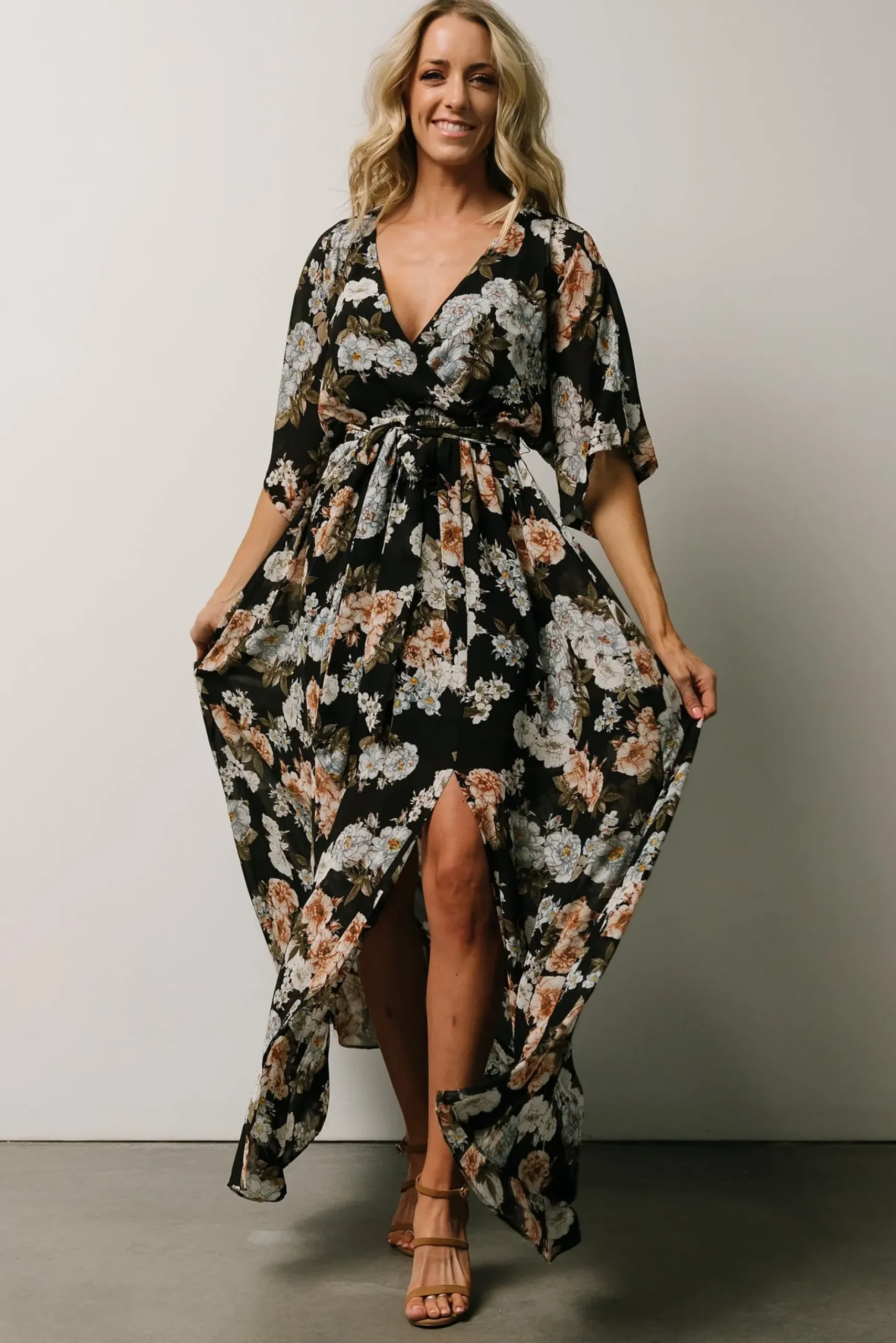 Baltic Born WEDDING SUITE|wedding guest|Kia Kimono Maxi Dress | Black Floral