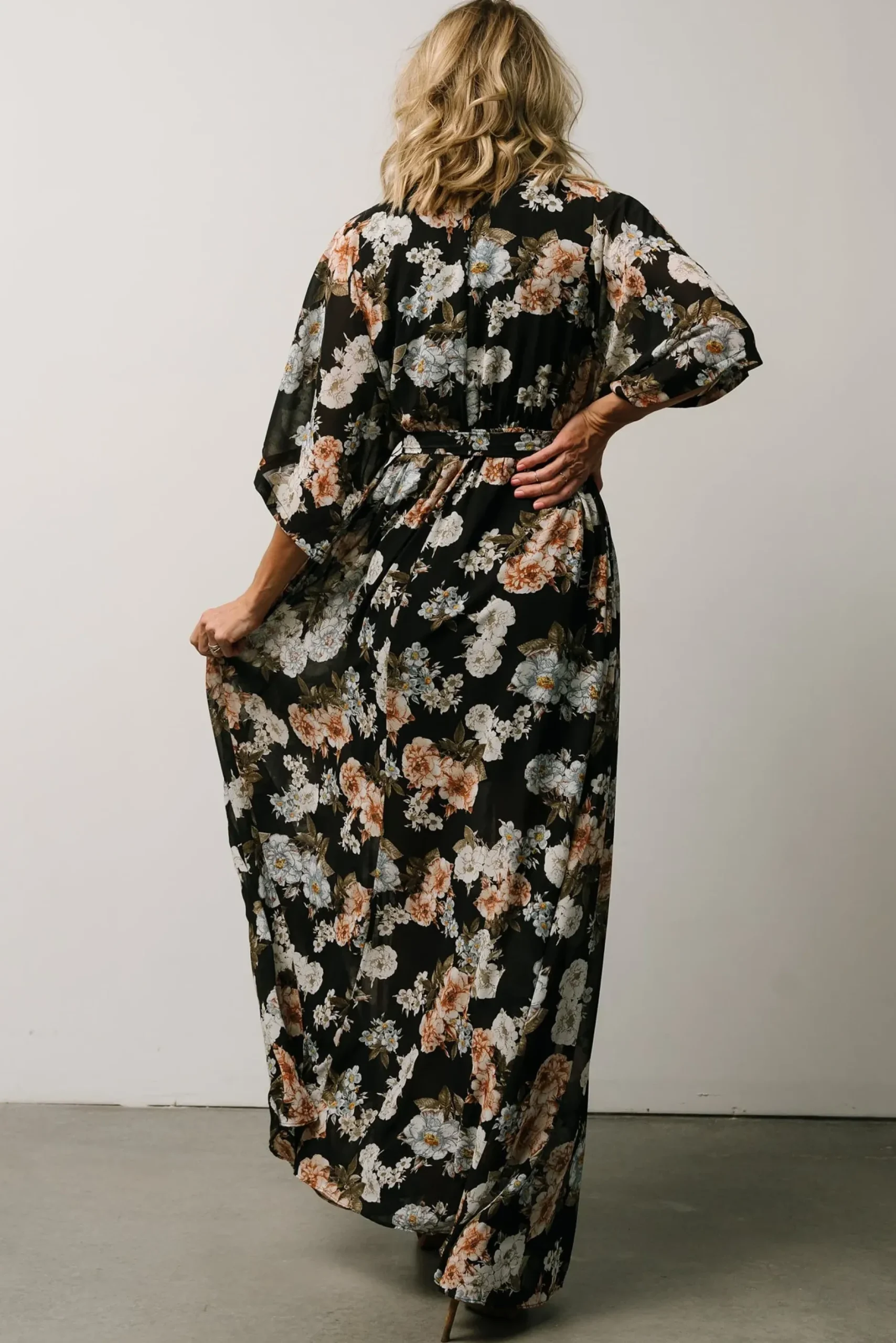 Baltic Born WEDDING SUITE|wedding guest|Kia Kimono Maxi Dress | Black Floral
