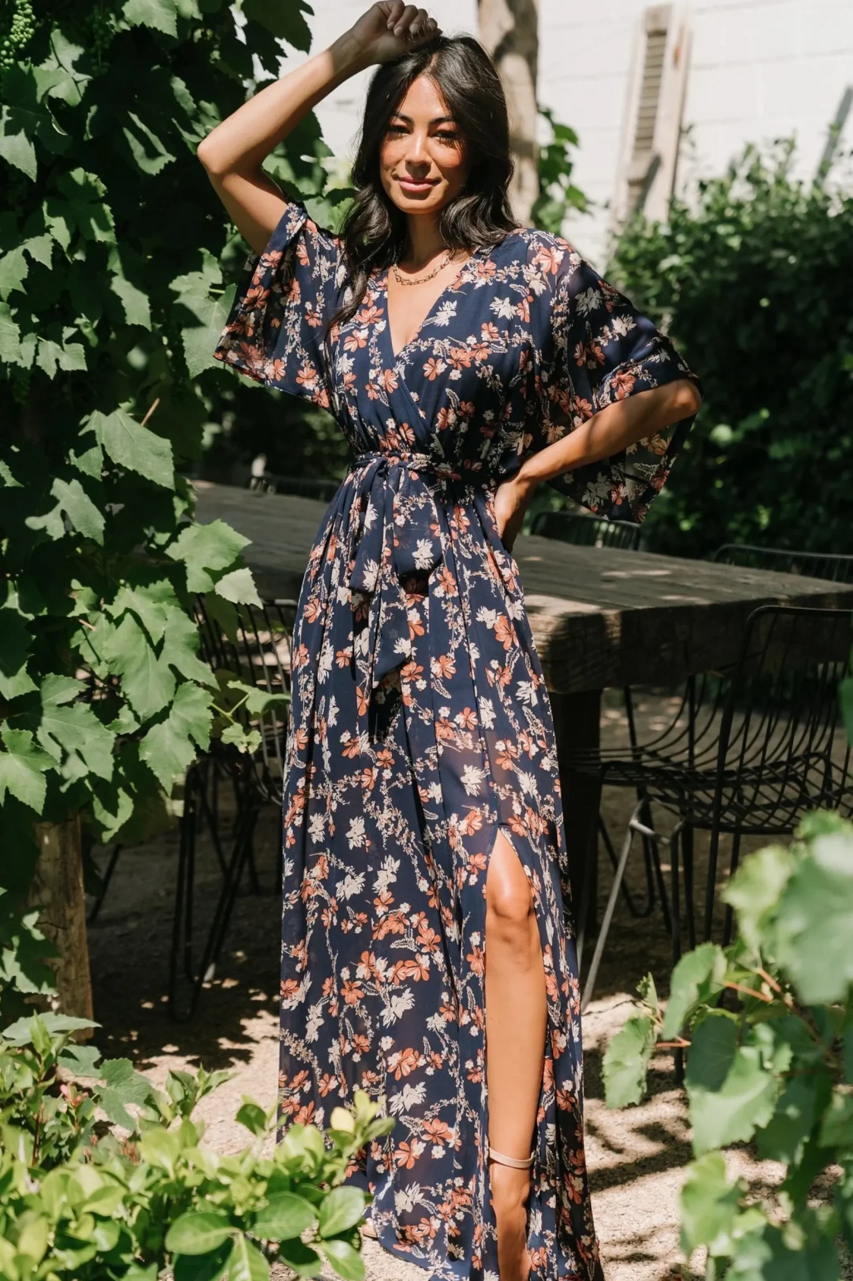 Baltic Born WEDDING SUITE|wedding guest|Kia Kimono Maxi Dress | Dark Blue Floral