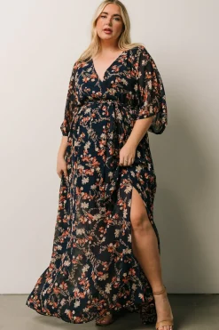 Baltic Born WEDDING SUITE|wedding guest|Kia Kimono Maxi Dress | Dark Blue Floral