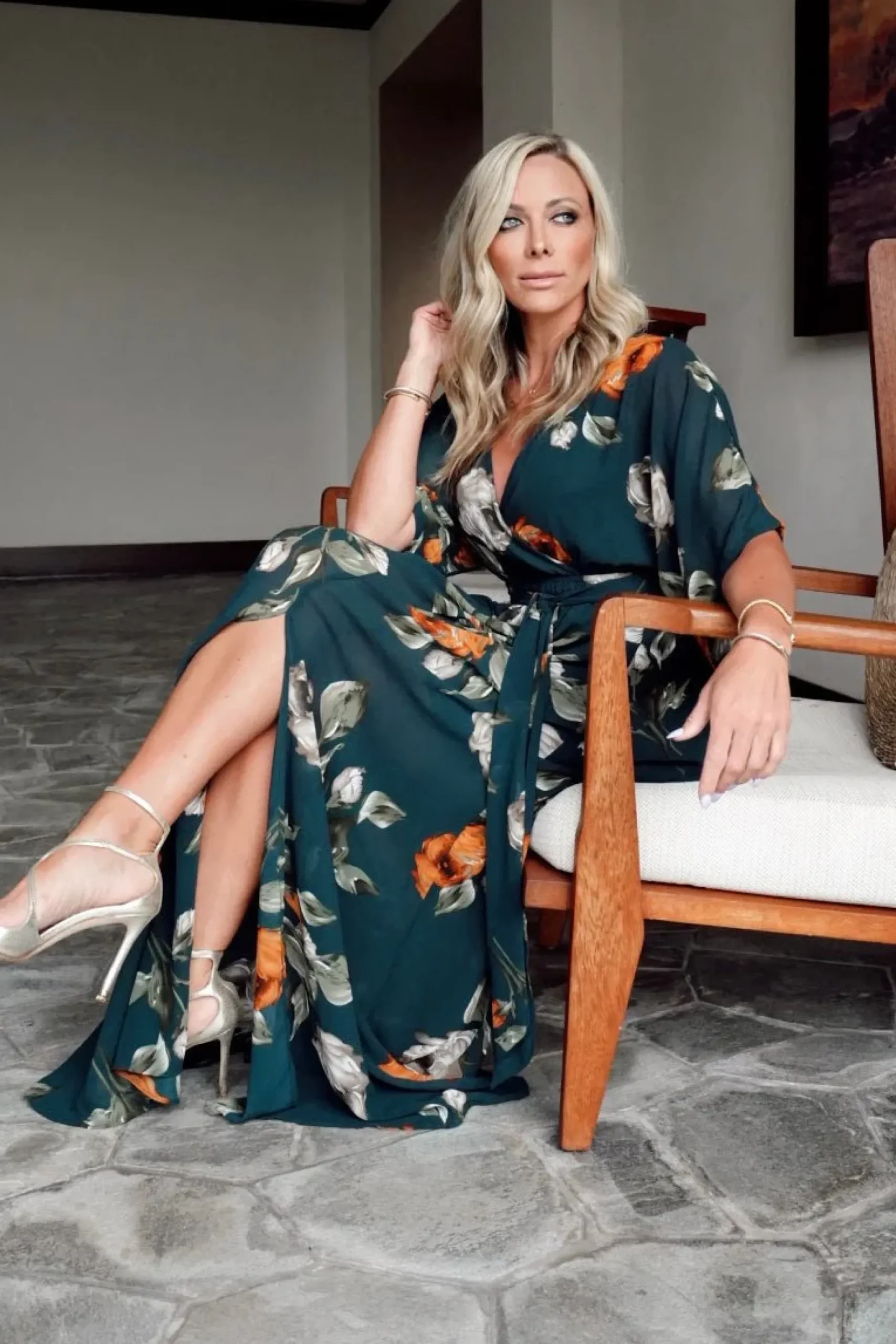 Baltic Born WEDDING SUITE|wedding guest|Kia Kimono Maxi Dress | Deep Topaz Floral