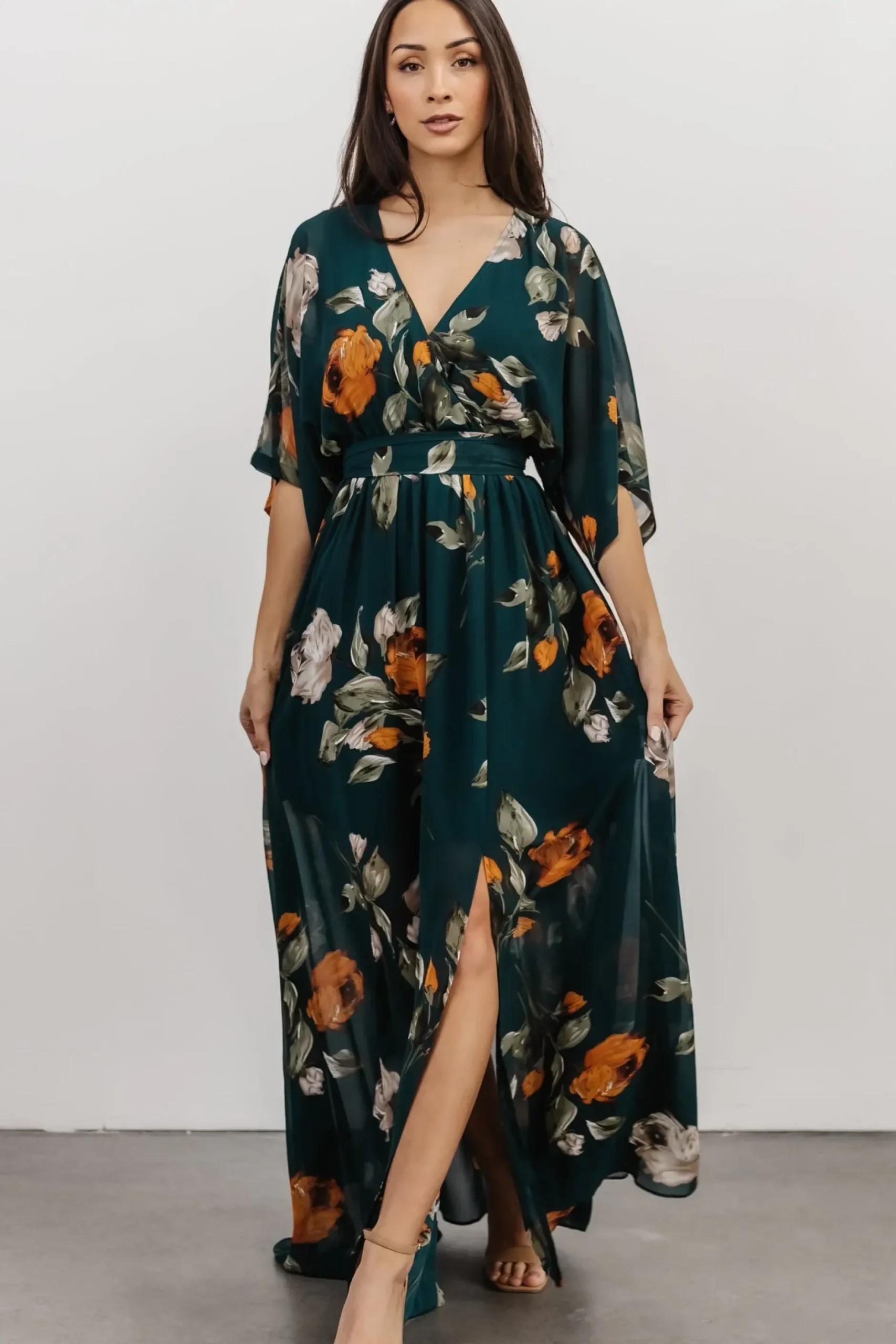 Baltic Born WEDDING SUITE|wedding guest|Kia Kimono Maxi Dress | Deep Topaz Floral