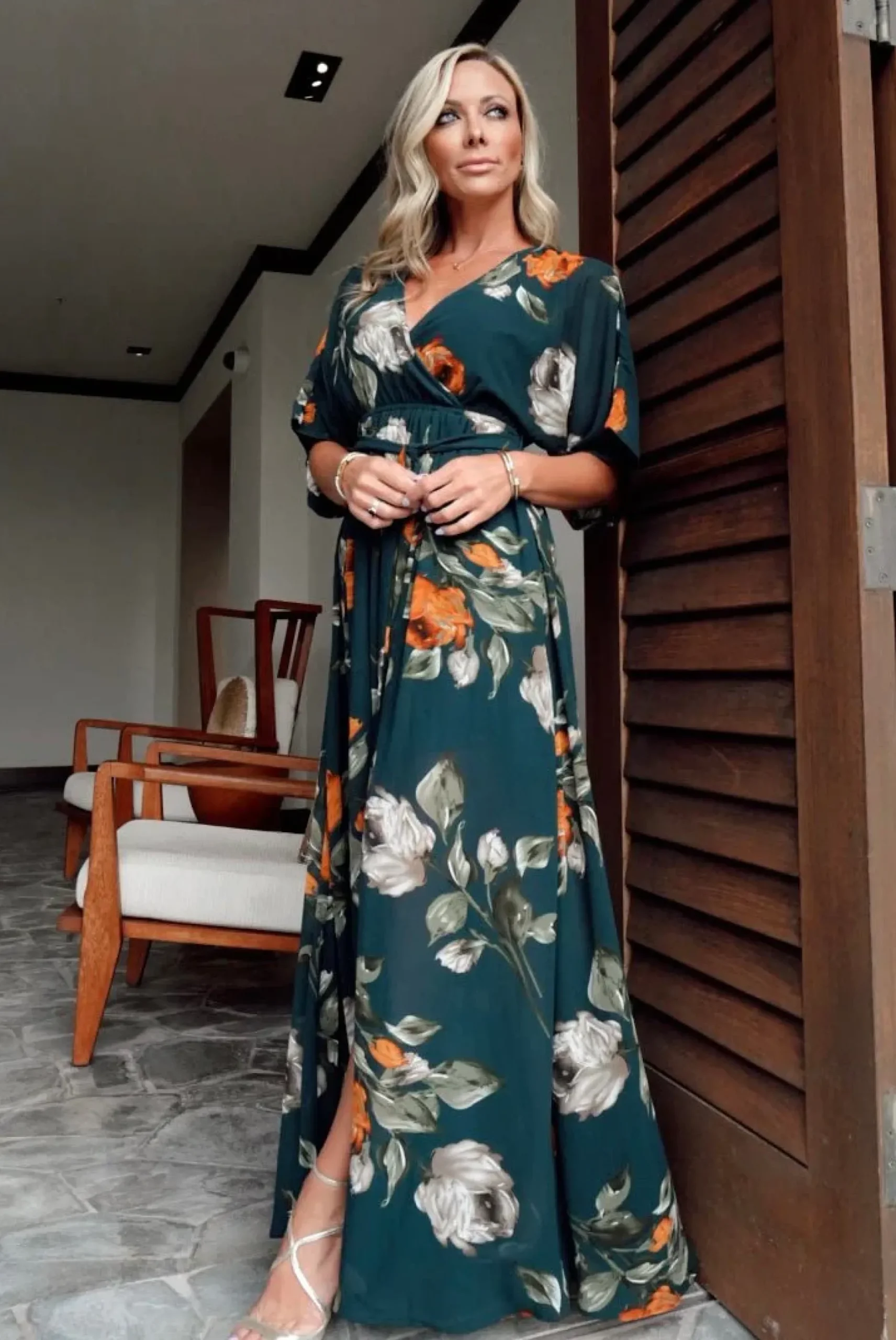 Baltic Born WEDDING SUITE|wedding guest|Kia Kimono Maxi Dress | Deep Topaz Floral