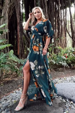Baltic Born WEDDING SUITE|wedding guest|Kia Kimono Maxi Dress | Deep Topaz Floral