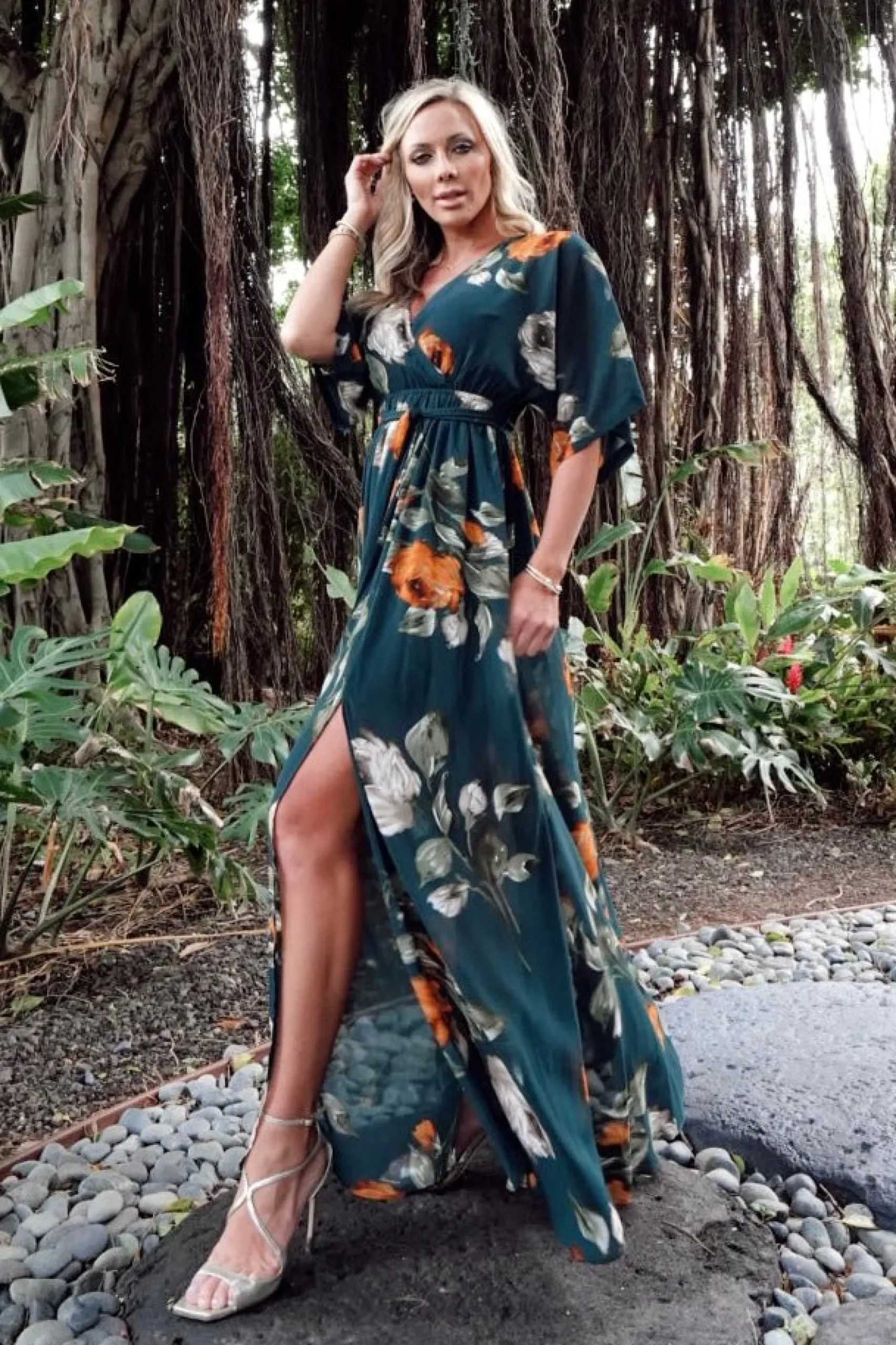 Baltic Born WEDDING SUITE|wedding guest|Kia Kimono Maxi Dress | Deep Topaz Floral