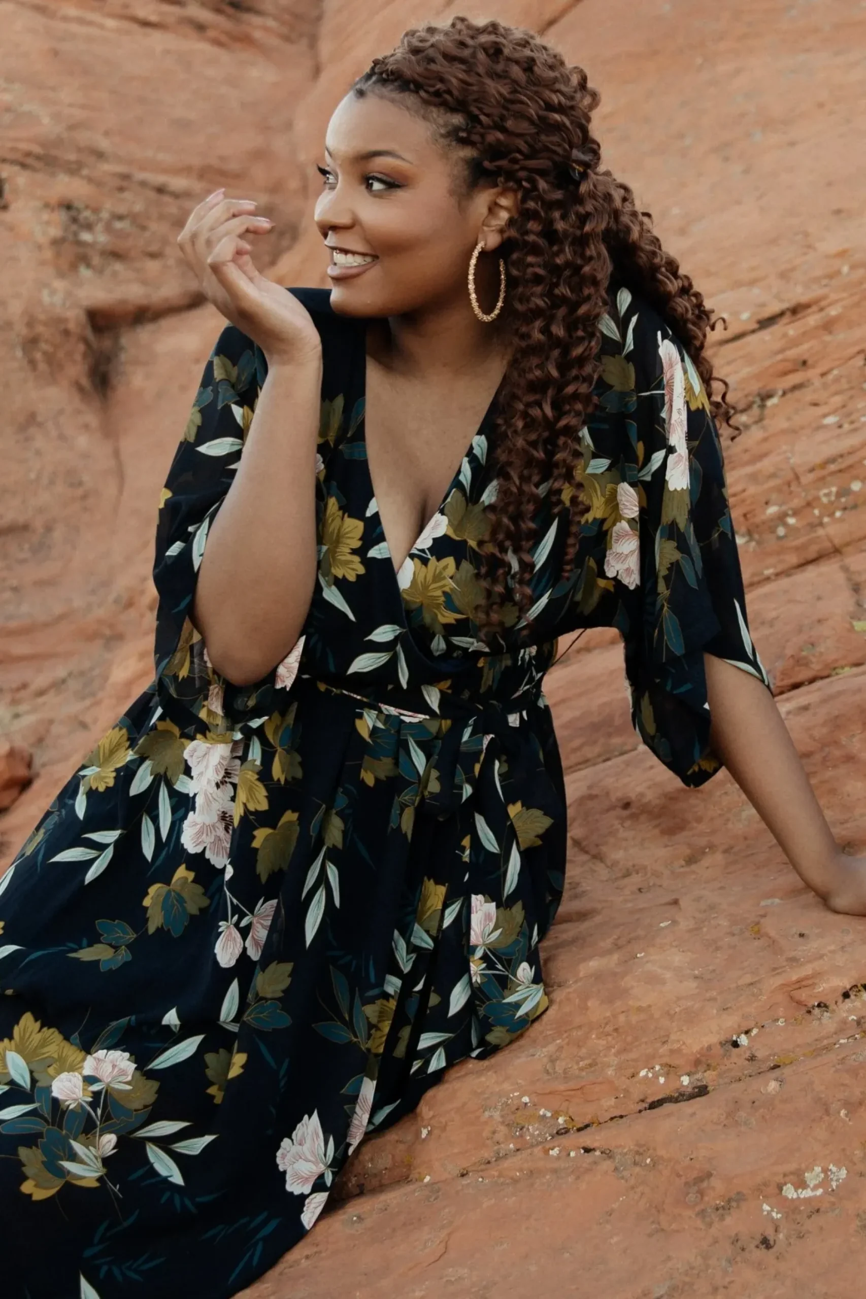 Baltic Born WEDDING SUITE|wedding guest|Kia Kimono Maxi Dress | Navy Floral