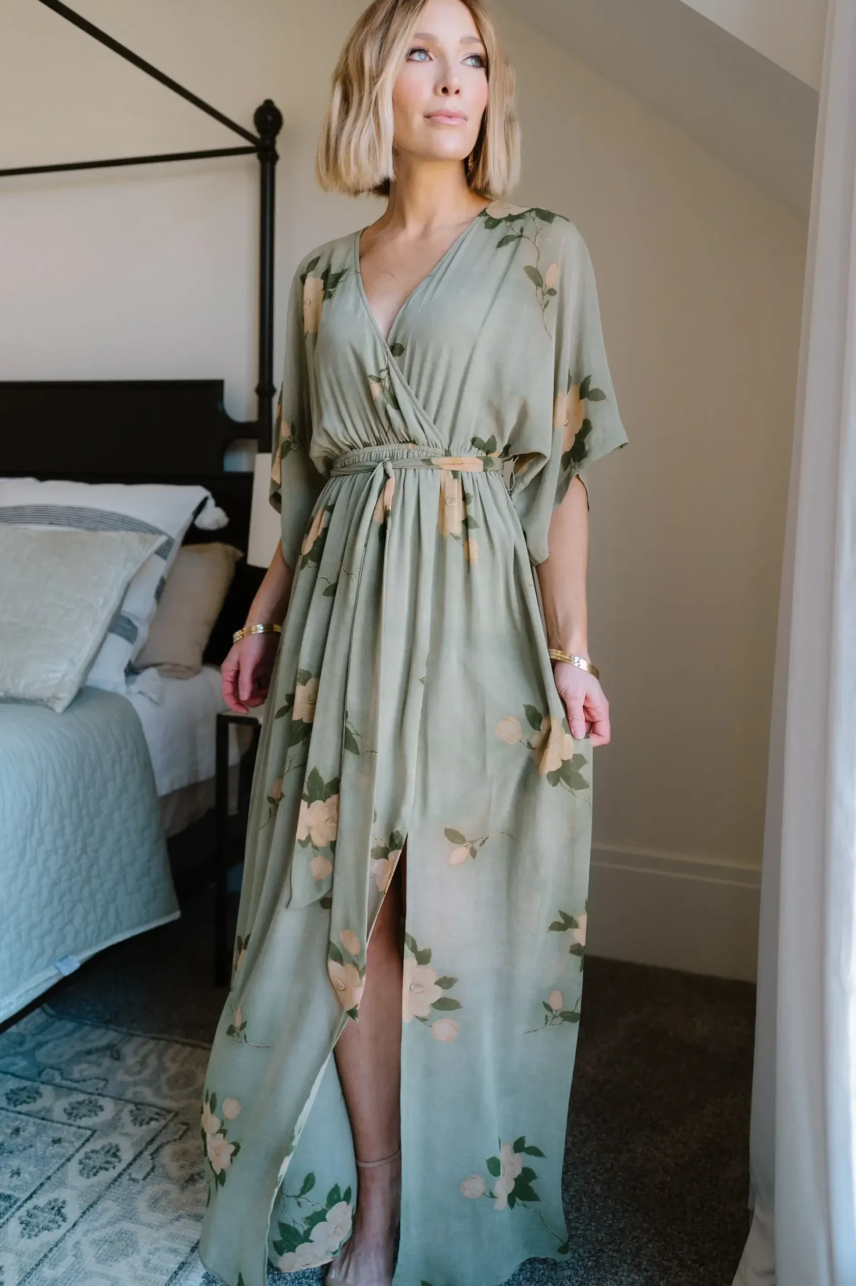 Baltic Born WEDDING SUITE|wedding guest|Kia Kimono Maxi Dress | Olive Floral