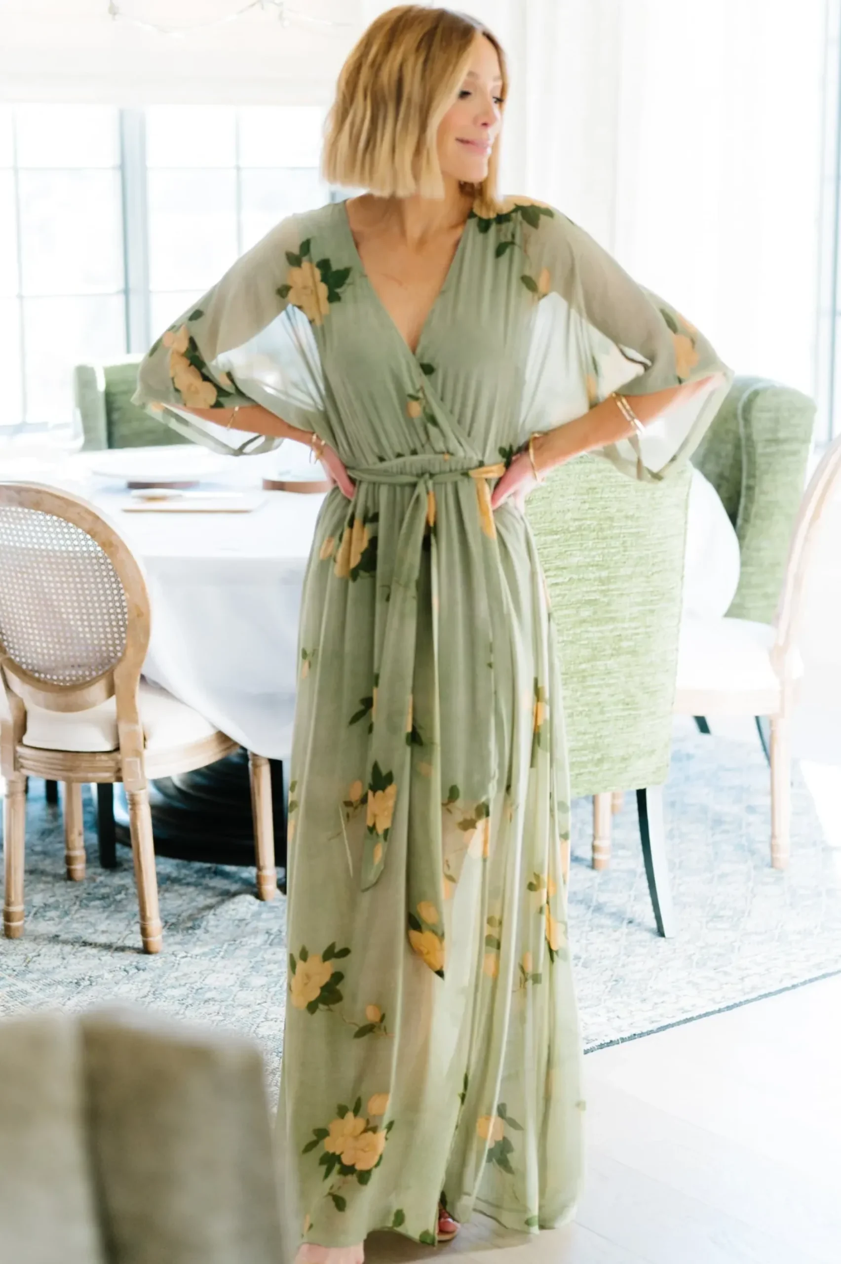 Baltic Born WEDDING SUITE|wedding guest|Kia Kimono Maxi Dress | Olive Floral