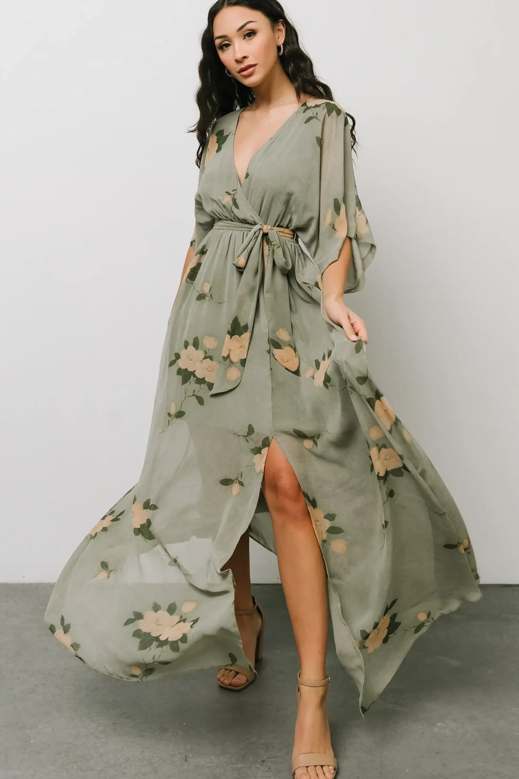 Baltic Born WEDDING SUITE|wedding guest|Kia Kimono Maxi Dress | Olive Floral