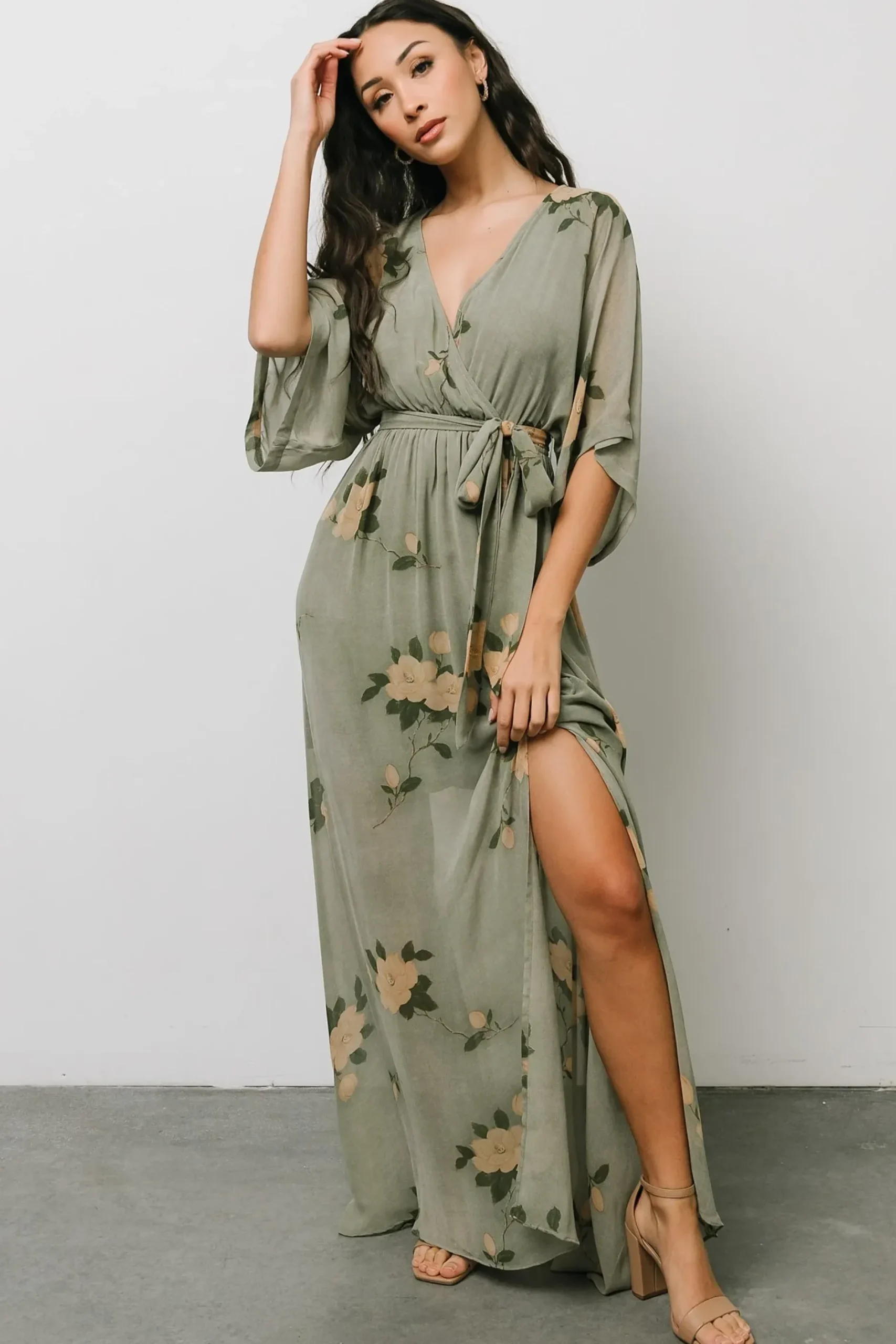 Baltic Born WEDDING SUITE|wedding guest|Kia Kimono Maxi Dress | Olive Floral