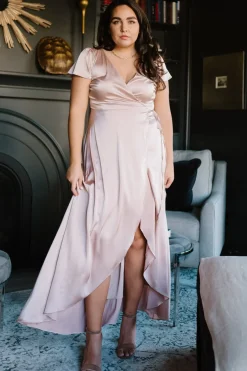 Baltic Born WEDDING SUITE|wedding guest|Krystal Satin Wrap Gown | Champagne