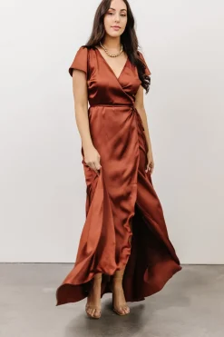 Baltic Born WEDDING SUITE|wedding guest|Krystal Satin Wrap Gown | Cinnamon