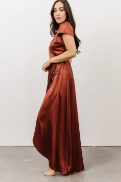 Baltic Born WEDDING SUITE|wedding guest|Krystal Satin Wrap Gown | Cinnamon
