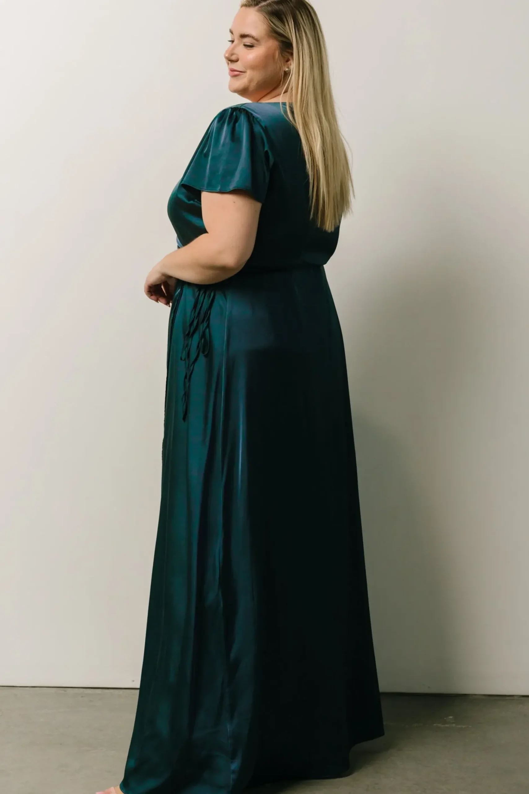 Baltic Born WEDDING SUITE|wedding guest|Krystal Satin Wrap Gown | Deep Blue